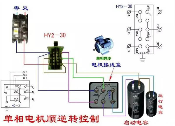 單相電機(jī)正反轉(zhuǎn)接線圖 單相電機(jī)正反轉(zhuǎn)接線圖